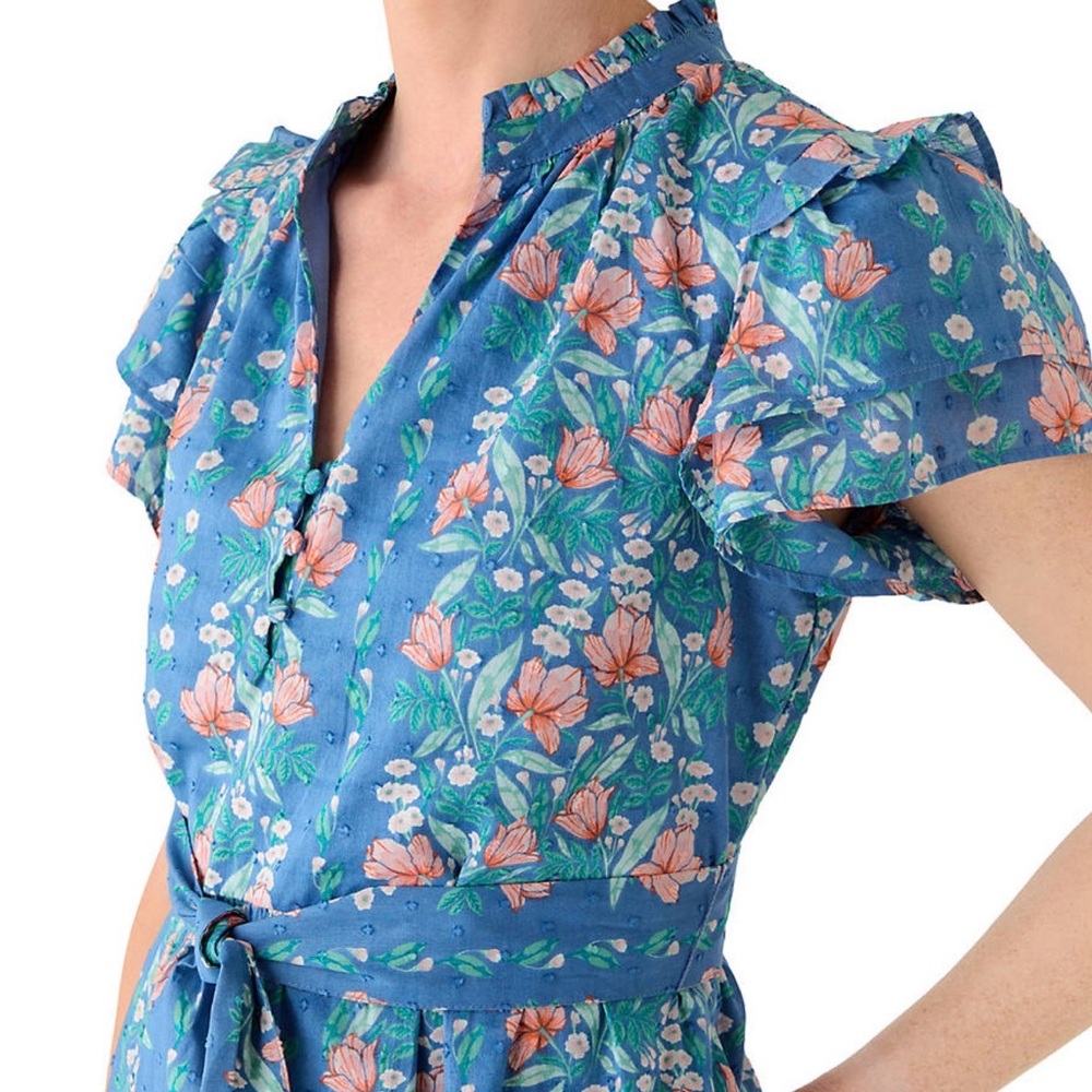 Crown & Ivy Plus Size Flutter Sleeve Belted Maxi Dress - Picture 3 of 3